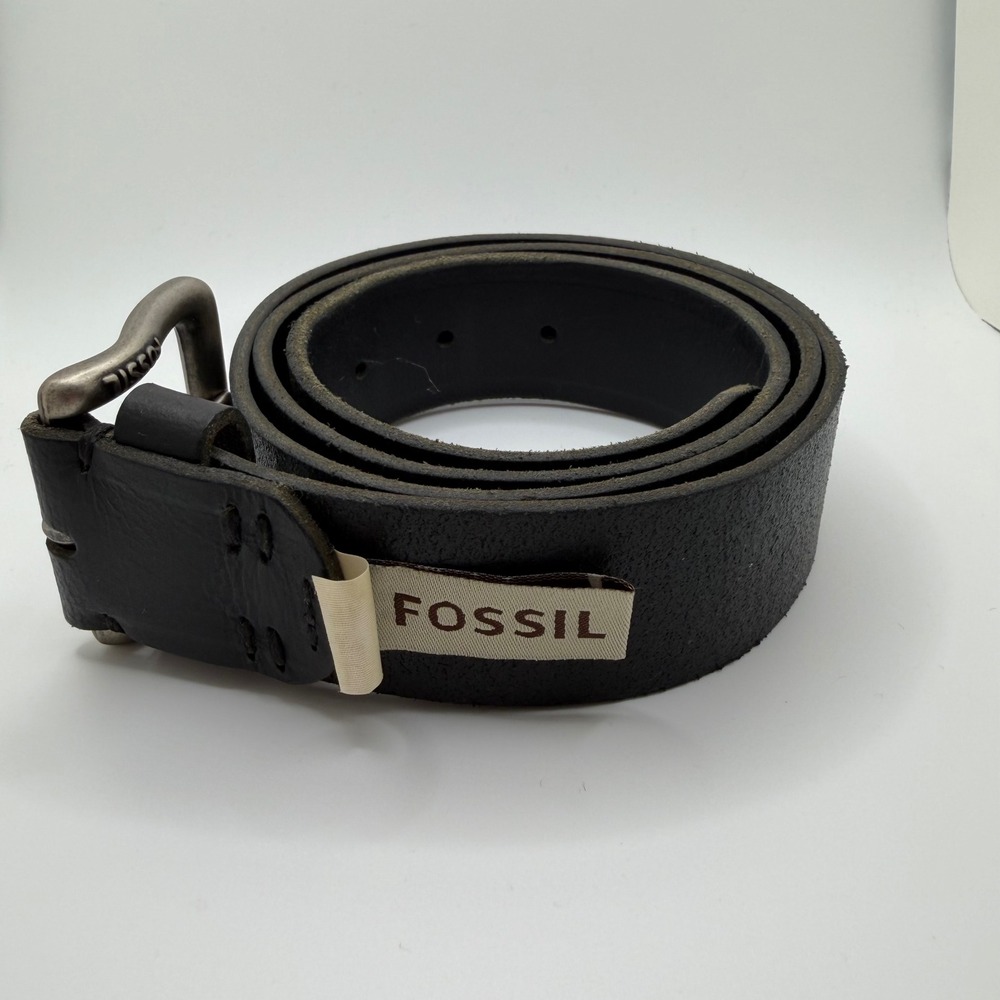 Fossil Leather Belt Mens 38 Black Excellent MB103500138 Genuine Leather Buckle